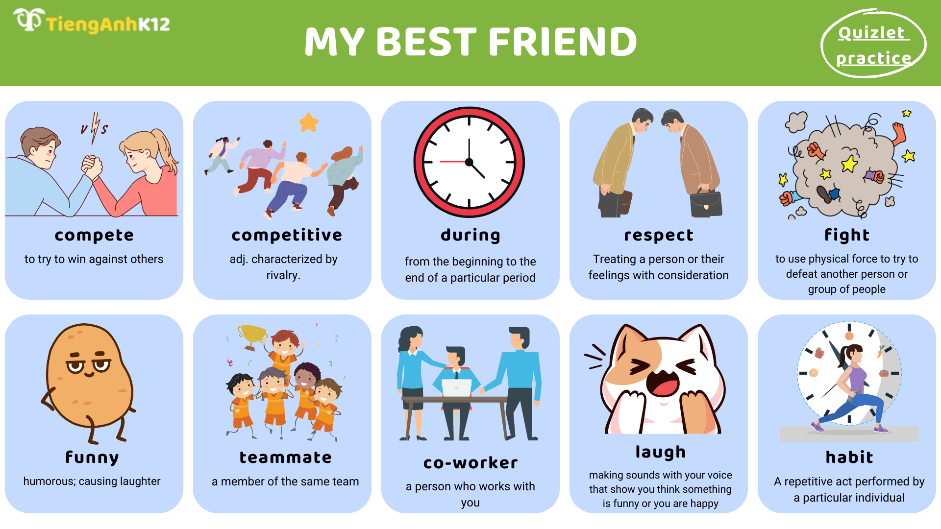 Từ vựng Toefl Primary Step 2 - chủ đề My best friend